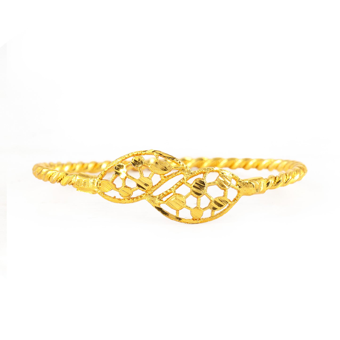 Gold Plated Twisted Temple Bangle Bracelet for Women