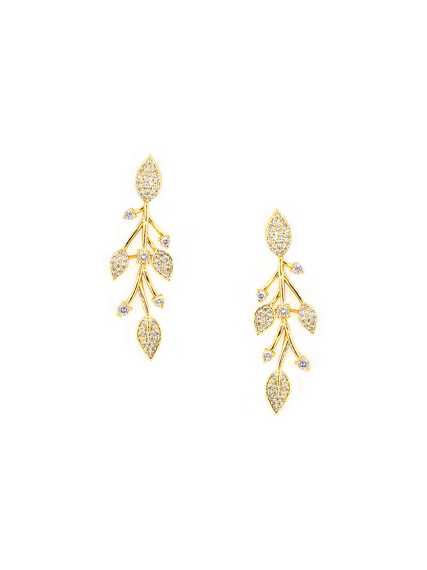 Gold Plated American Diamond Leaf Designer Jewellery Set for Women