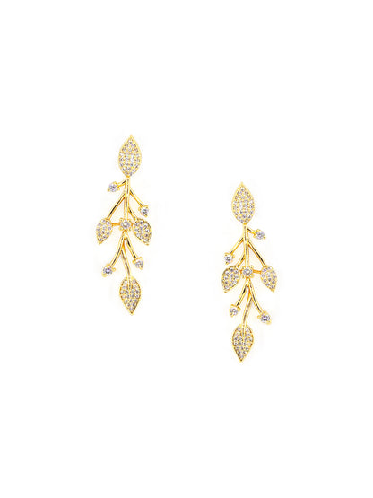 Gold Plated American Diamond Leaf Designer Jewellery Set for Women