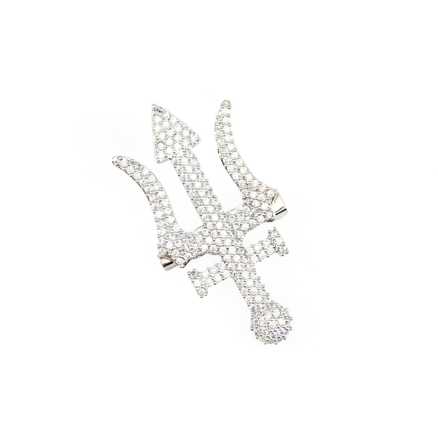 Silver Plated AD Trishul Brooch