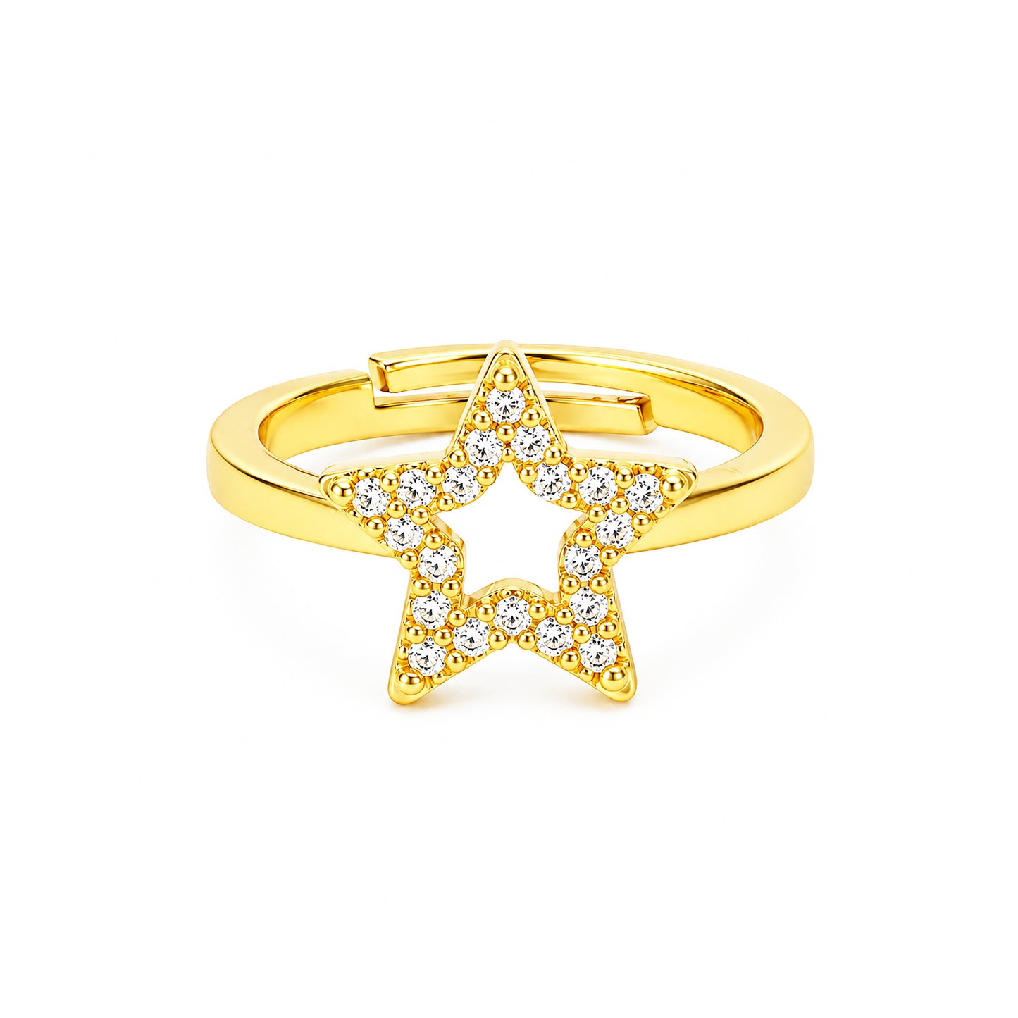 Gold Plated AD Star Finger Ring for Women