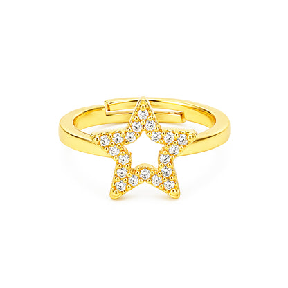 Gold Plated AD Star Finger Ring for Women