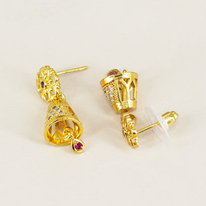 Micro Gold Plated AD Jhumki Earrings for Women