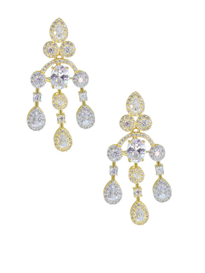 Gold Plated AD Semi Bridal Jewellery Set With Maang Tika For Women