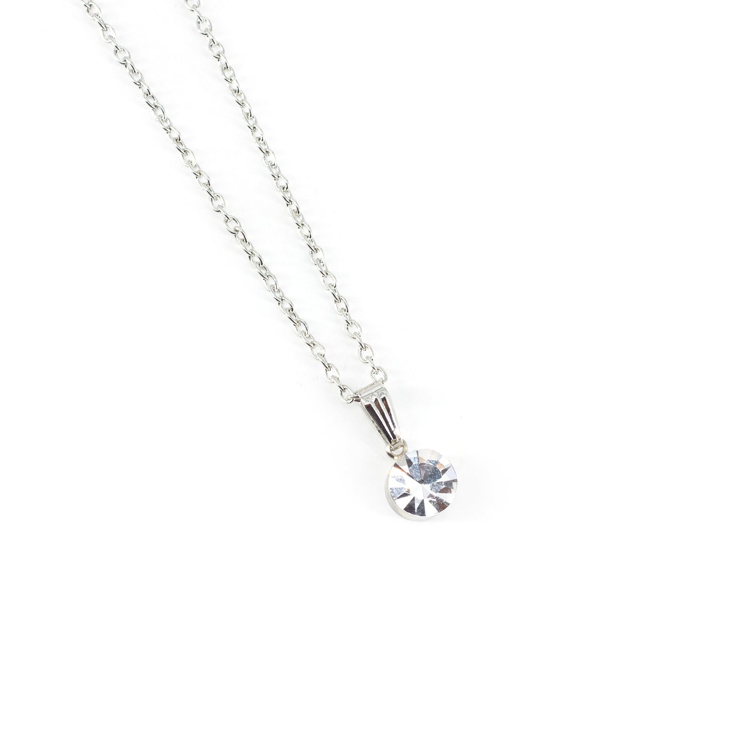 Silver Plated Rhinestone Minimal Pendant For Women