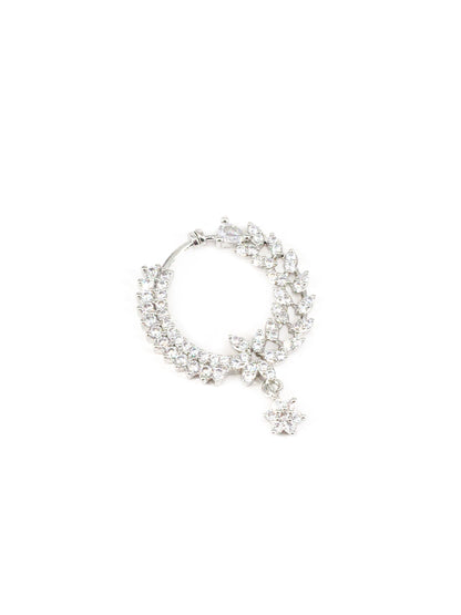 Silver Plated White AD Bridal Drop Press On Nose Ring