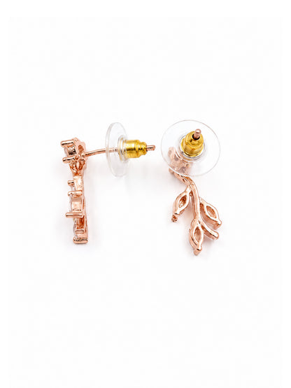 Rose Gold Plated AD Floral Jewellery Set for Women