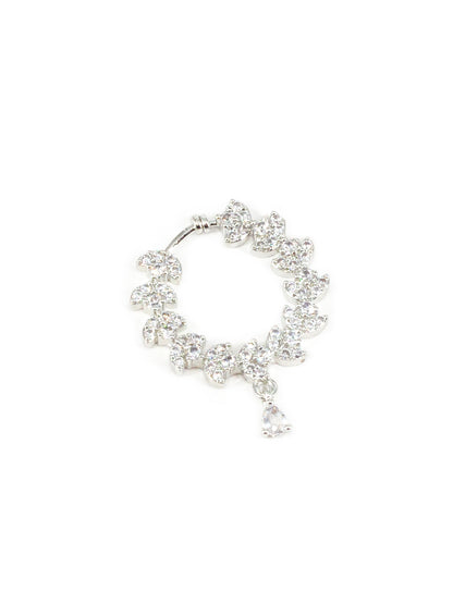 Silver Plated American Diamond Bridal Non- piercing Nose Ring