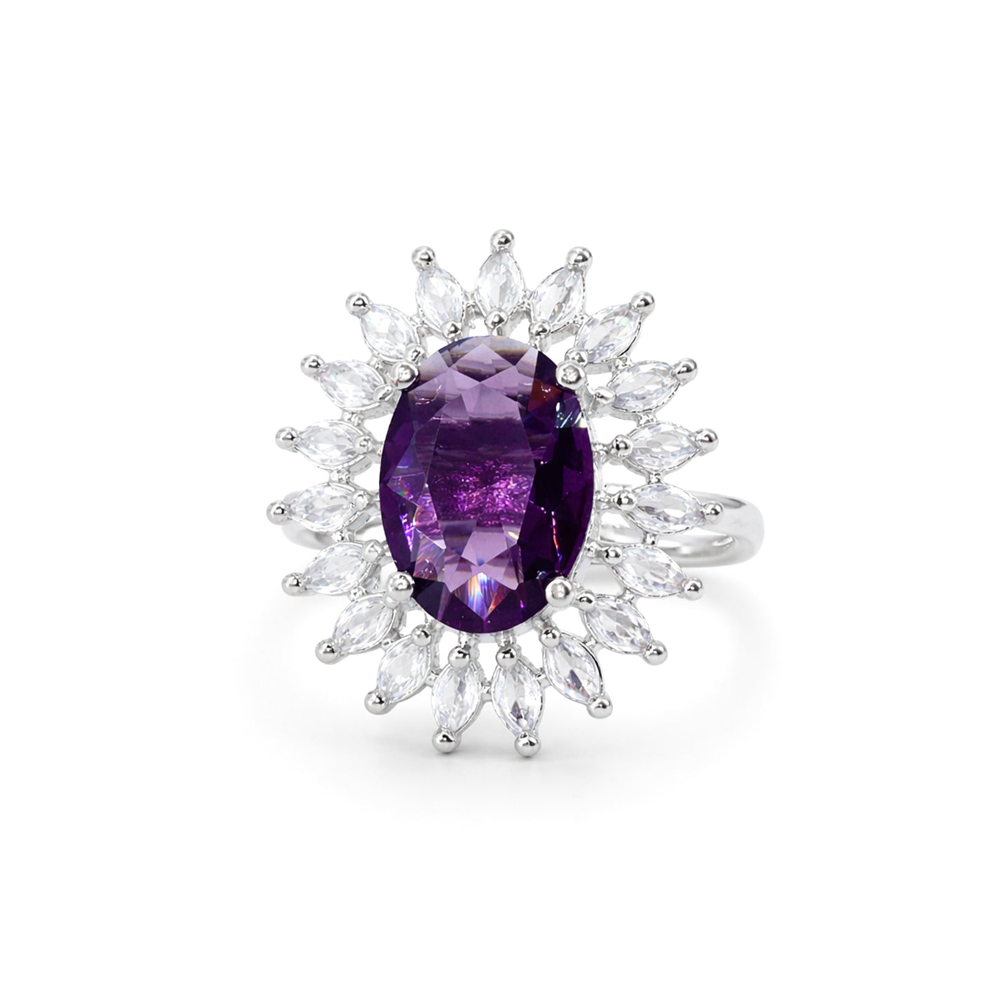 Silver Plated Purple AD Finger Ring for Women