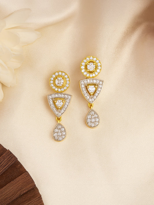Gold Plated AD Drop Earrings For Women