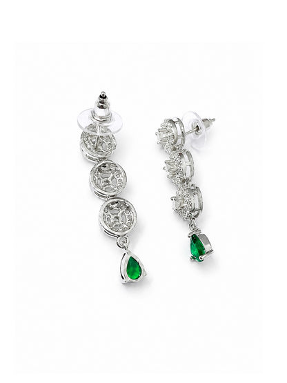 Silver Plated Green AD Jewellery Set for Women