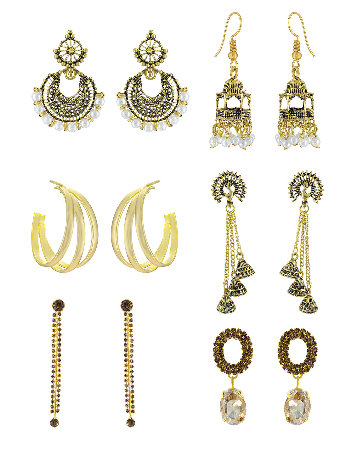 Pack of 6 Traditional Drop Earrings