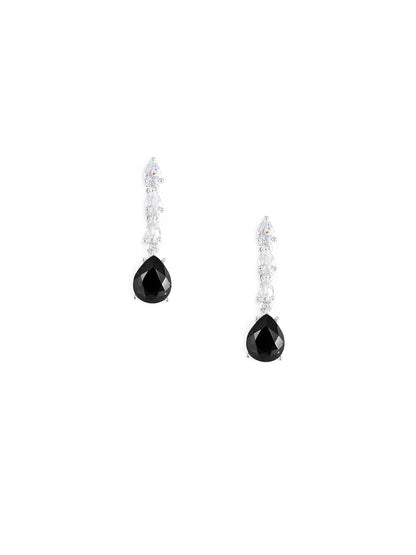 Silver Plated Black & White AD Jewellery Set