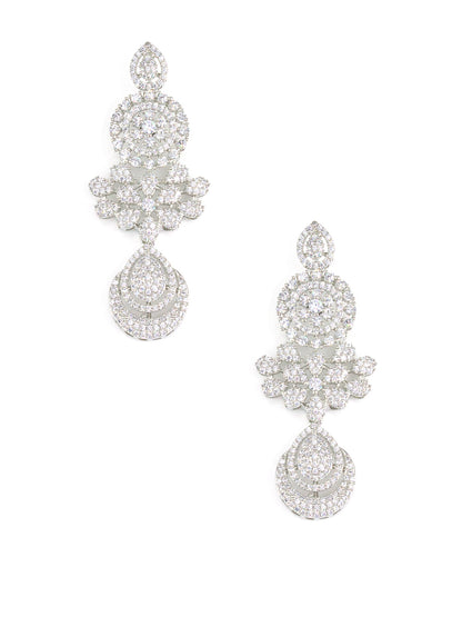 Silver Plated 3 Layer Cocktail AD Designer Jewellery Set