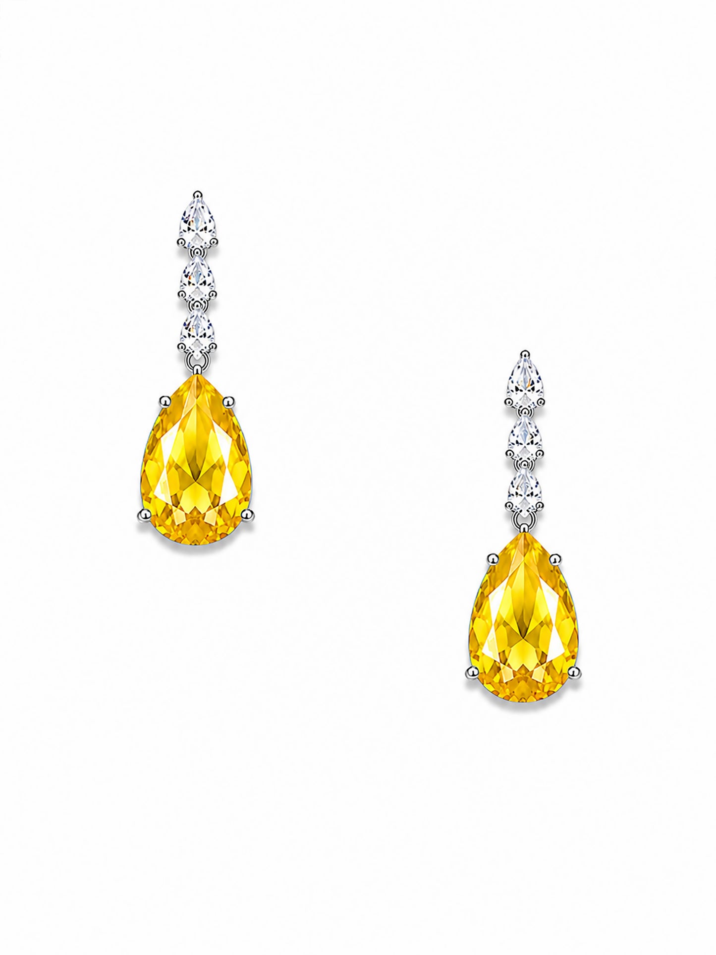 Silver Plated Yellow Teardrop AD Jewellery Set for Women