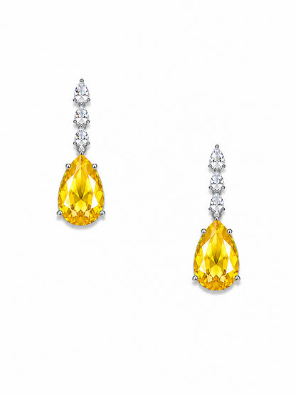 Silver Plated Yellow Teardrop AD Jewellery Set for Women