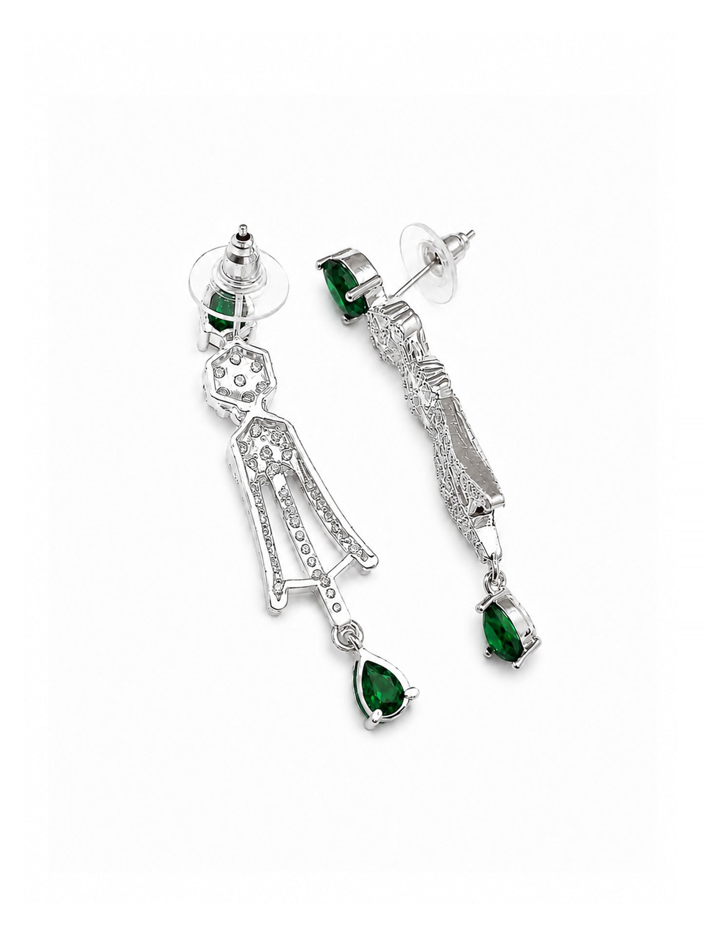 Silver Plated Green AD Jewellery Set for Women