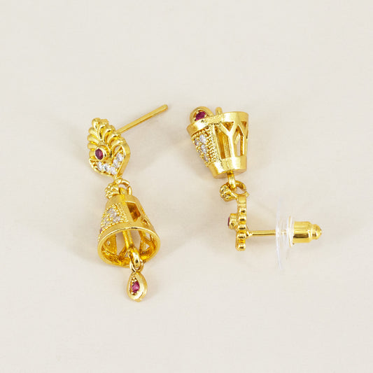 Micro Gold Plated AD Jhumki Earrings for Women