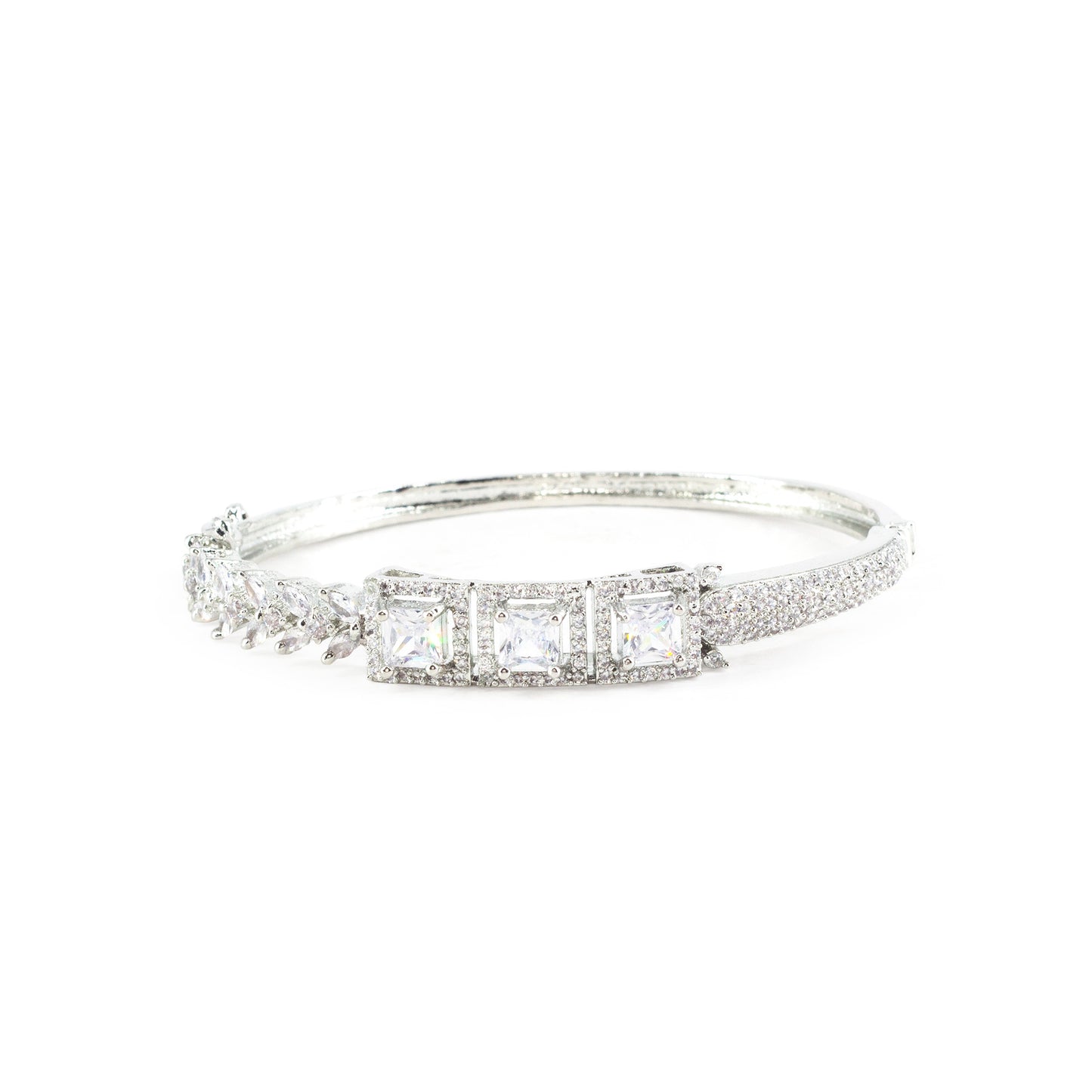 Silver Plated AD Bangle Bracelet for Women