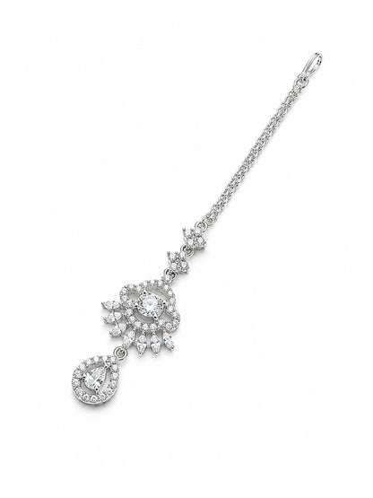 Silver Plated AD Maang Tikka for Women