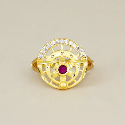 Gold Plated Anti Tarnish Red AD Finger Ring for Women