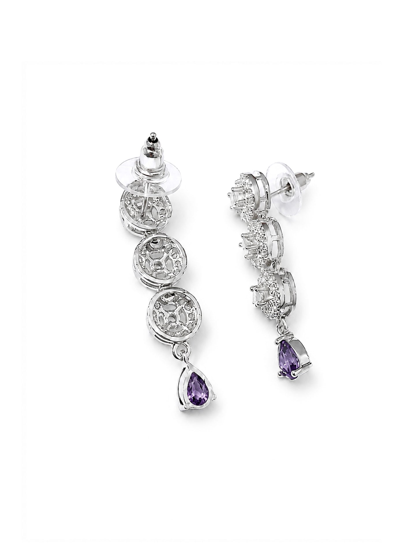 Silver Plated Purple AD Jewellery Set for Women