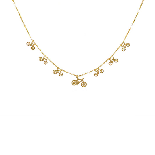 Gold Plated Cycle Charm Chain Necklace for Women