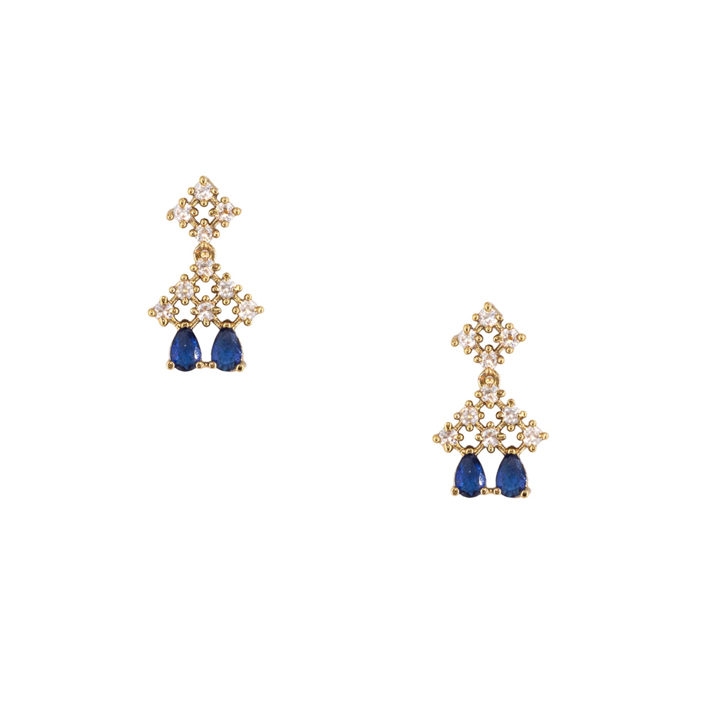 Gold Plated Blue American Diamond Jewellery Set for Women
