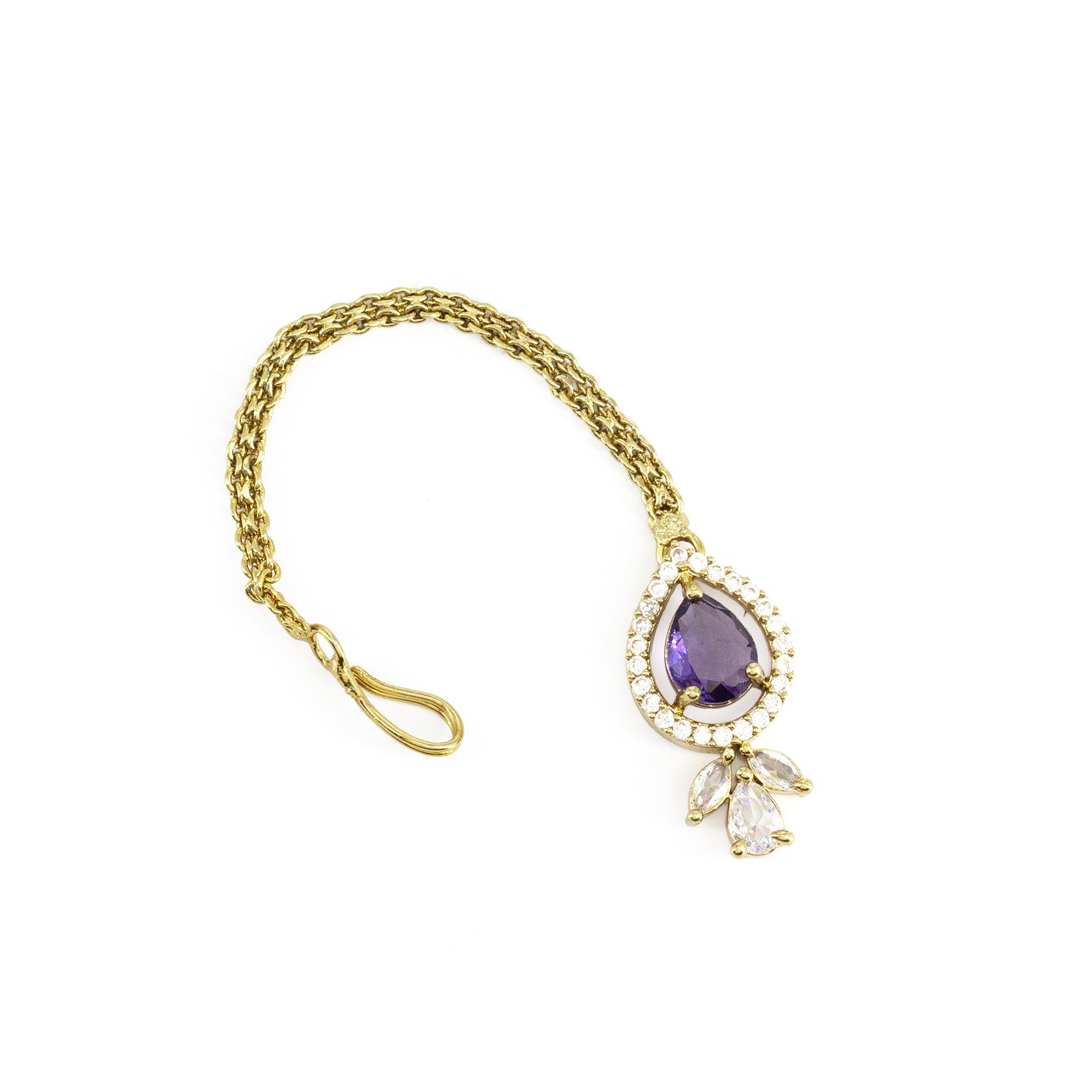 Gold Plated Purple AD Maang Tikka for Women