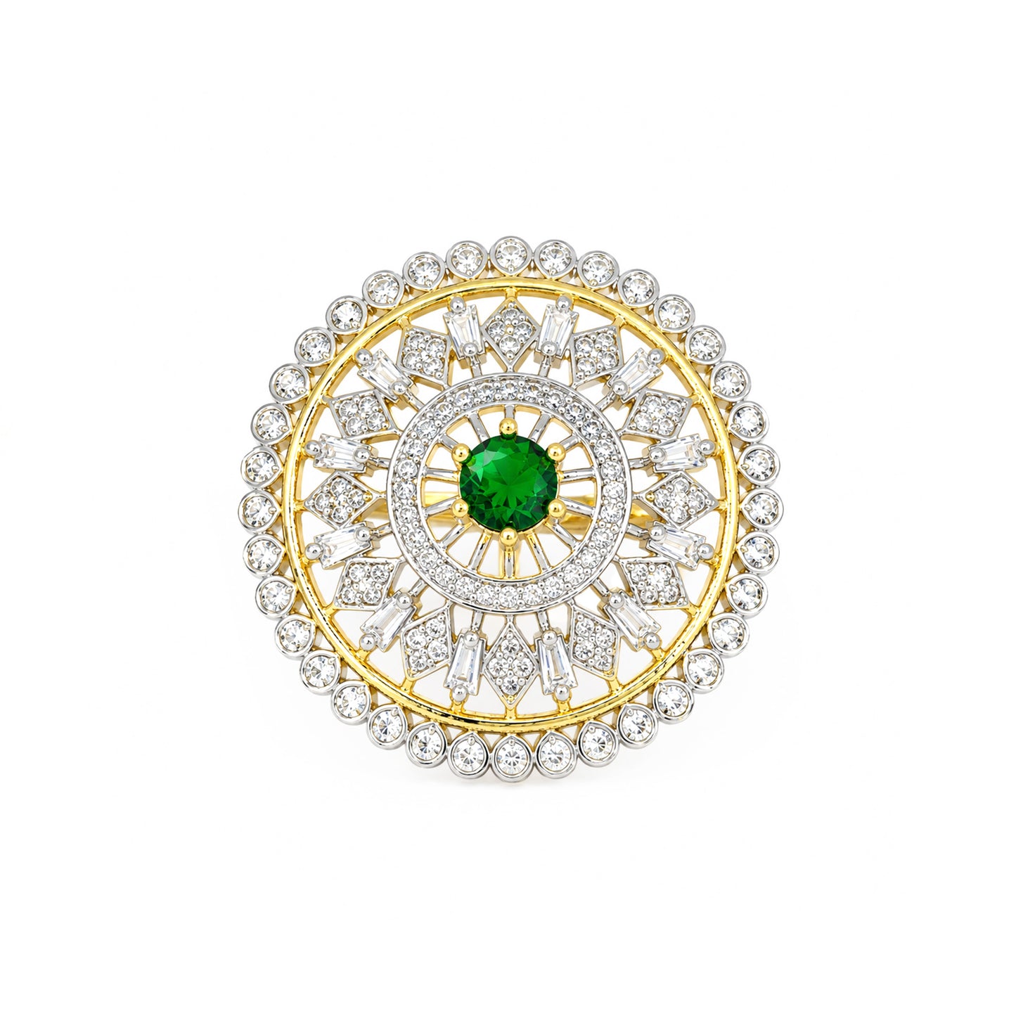 Gold Plated Green AD Finger Ring for Women