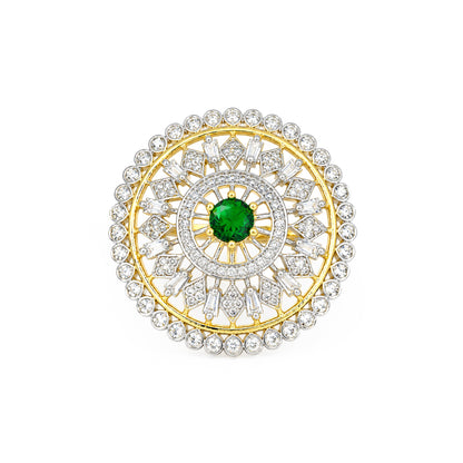 Gold Plated Green AD Finger Ring for Women