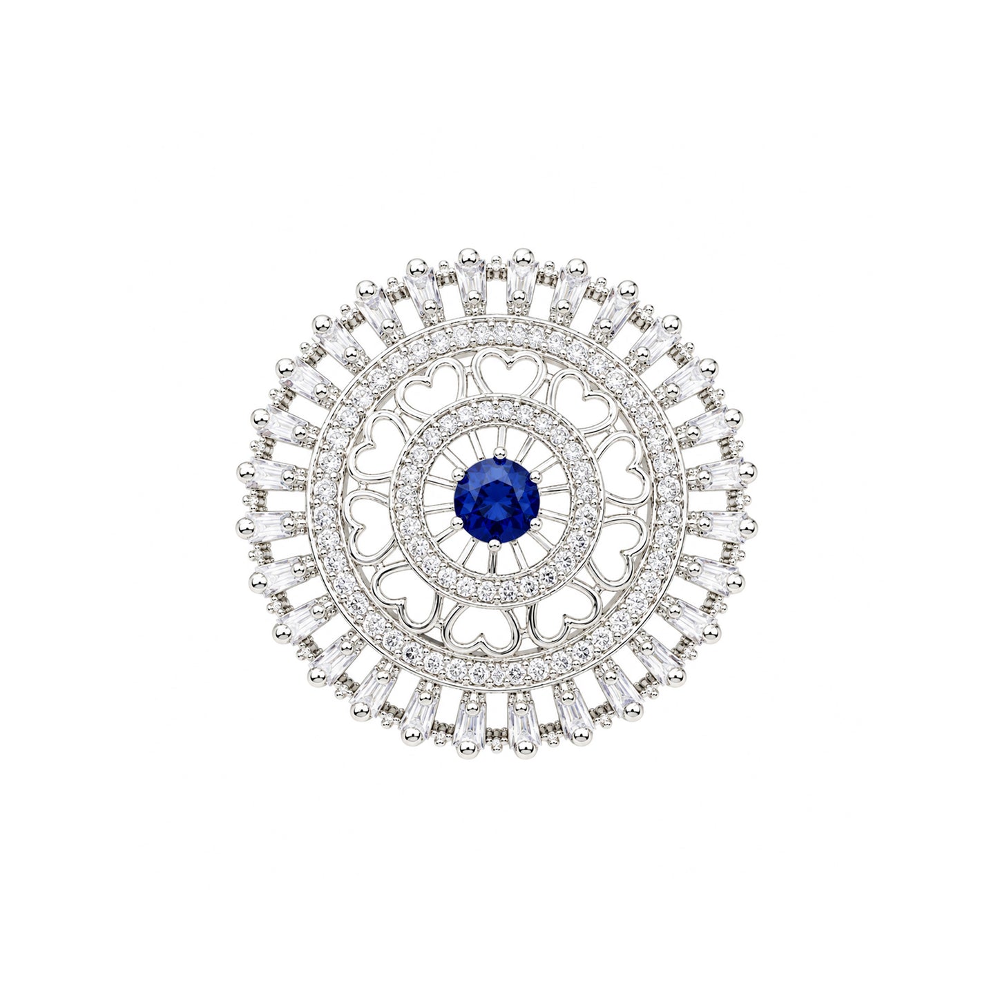 Silver Plated Blue AD Floral Ring for Women