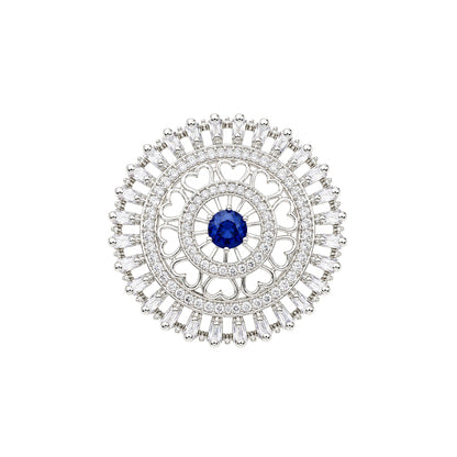 Silver Plated Blue AD Floral Ring for Women