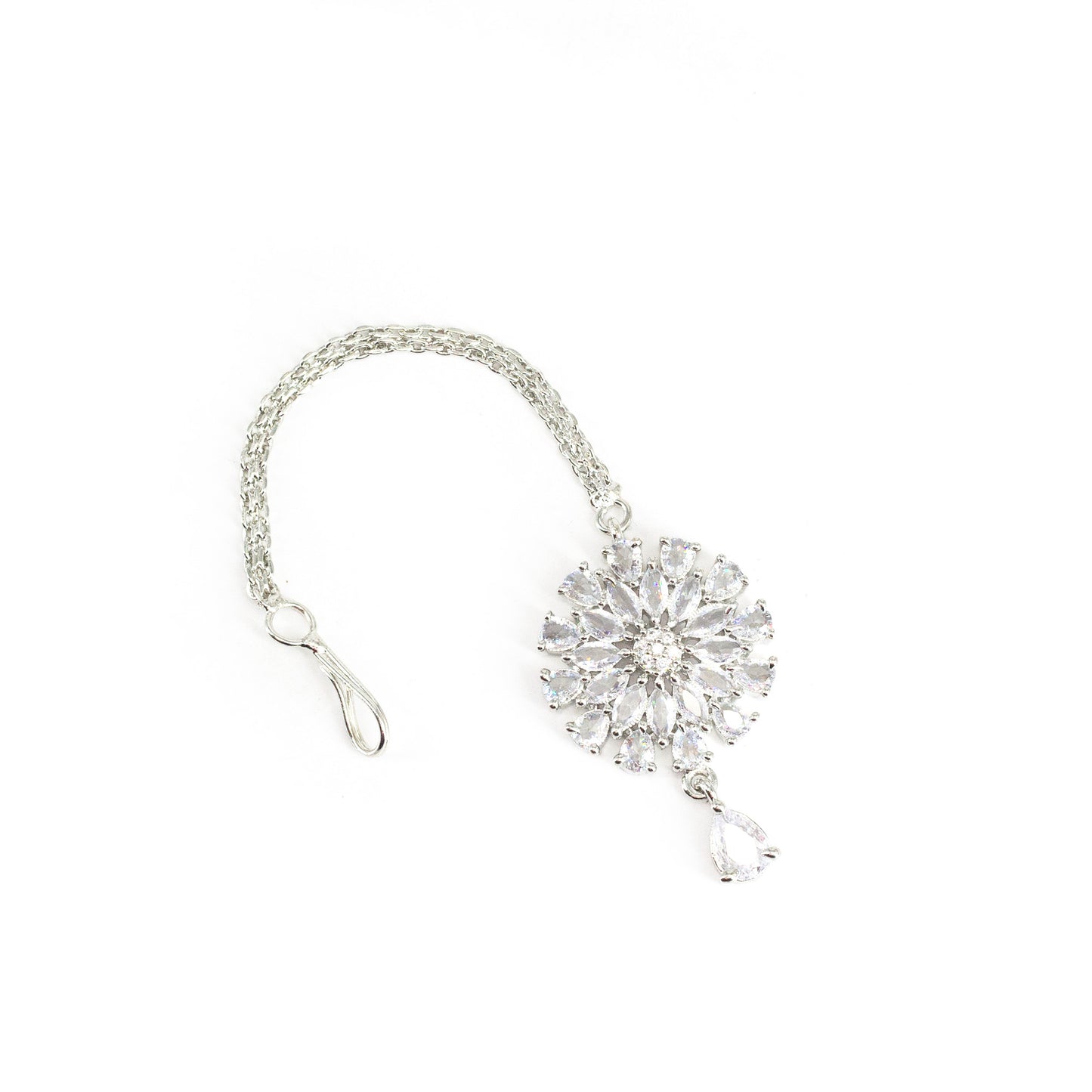 Silver Plated AD Maang Tikka for Women
