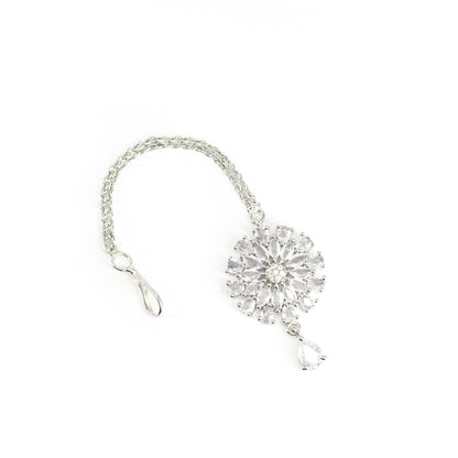 Silver Plated AD Maang Tikka for Women