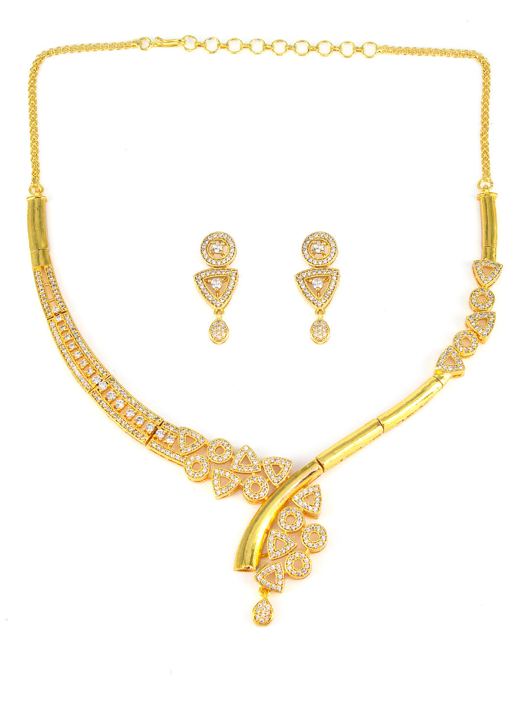Gold Plated Designer AD Jewellery Set
