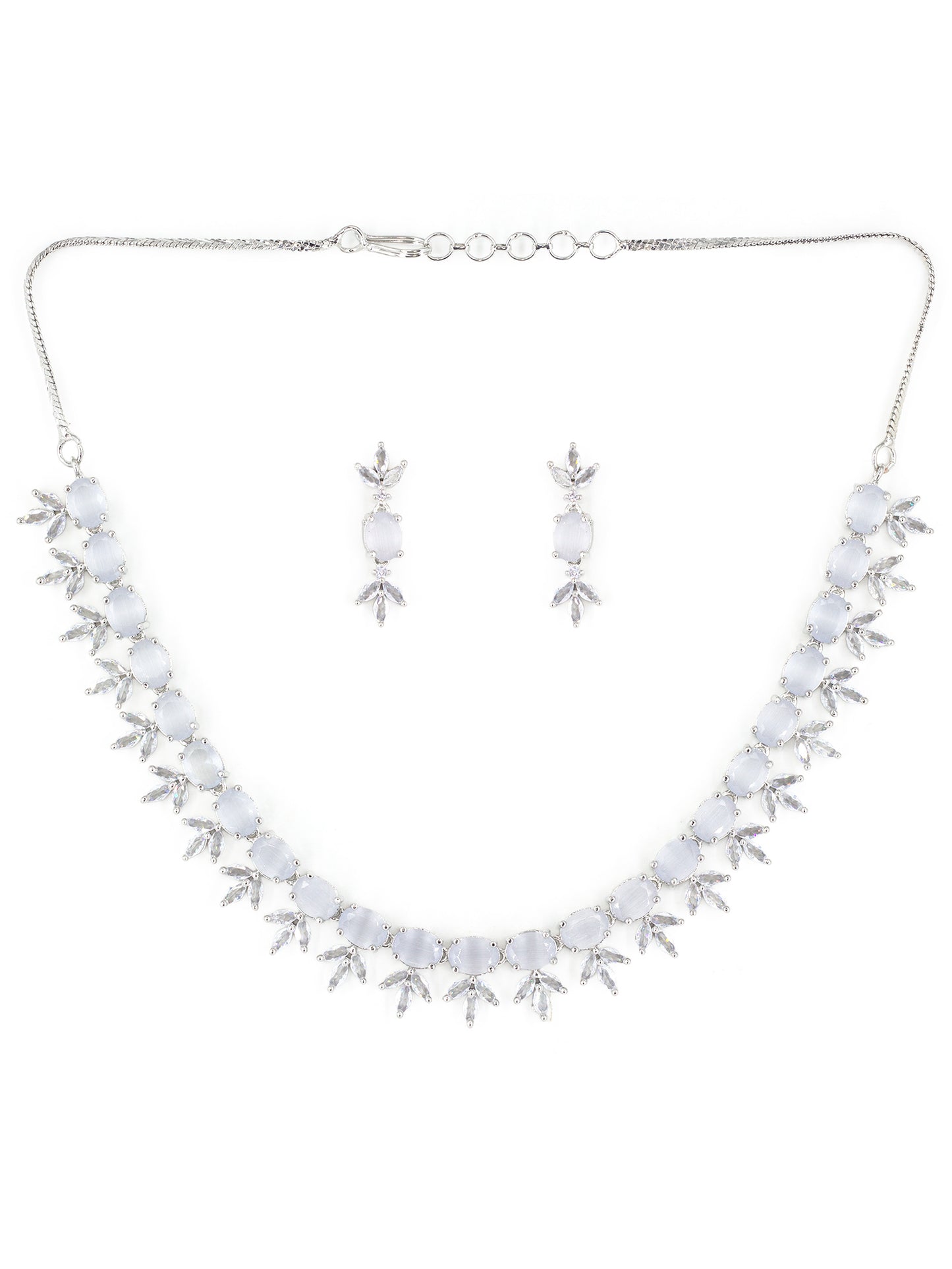 Silver Plated Grey American Diamond Choker Set