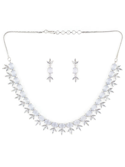Silver Plated Grey American Diamond Choker Set