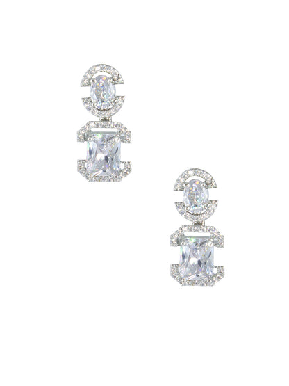 Silver Plated AD Drop Earrings for Women