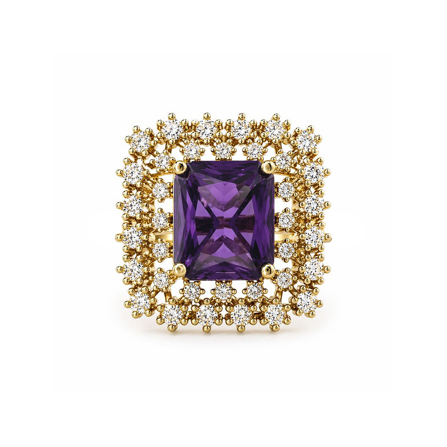 Gold Plated Purple AD Adjustable Ring for Women