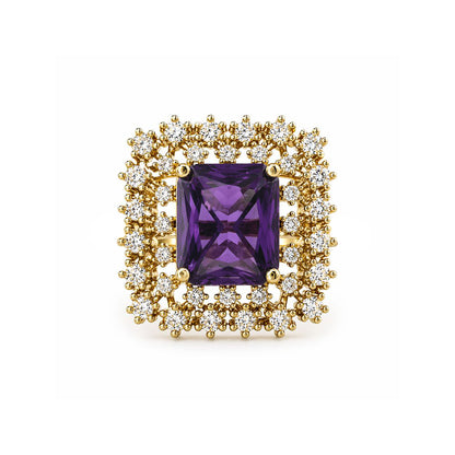 Gold Plated Purple AD Adjustable Ring for Women