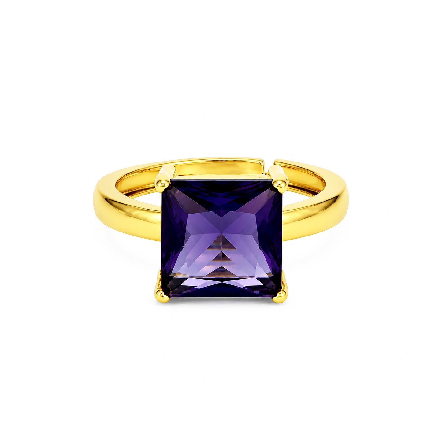 Gold Plated Purple AD Finger Ring for Women