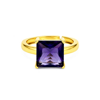 Gold Plated Purple AD Finger Ring for Women