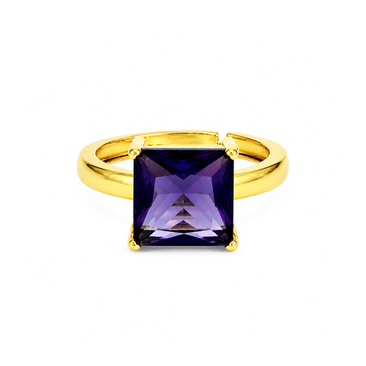 Gold Plated Purple AD Finger Ring for Women