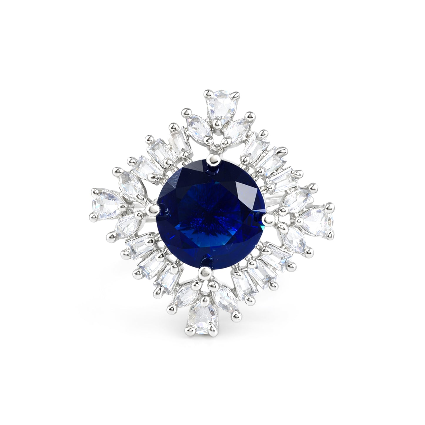 Silver Plated Blue AD Finger Ring for Women