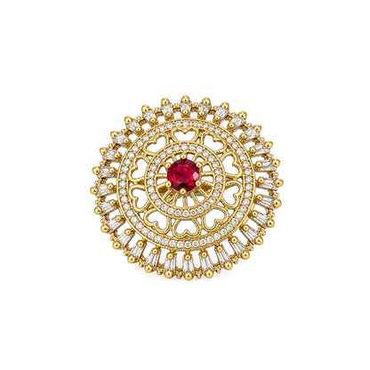 Gold Plated Red AD Finger Ring for Women
