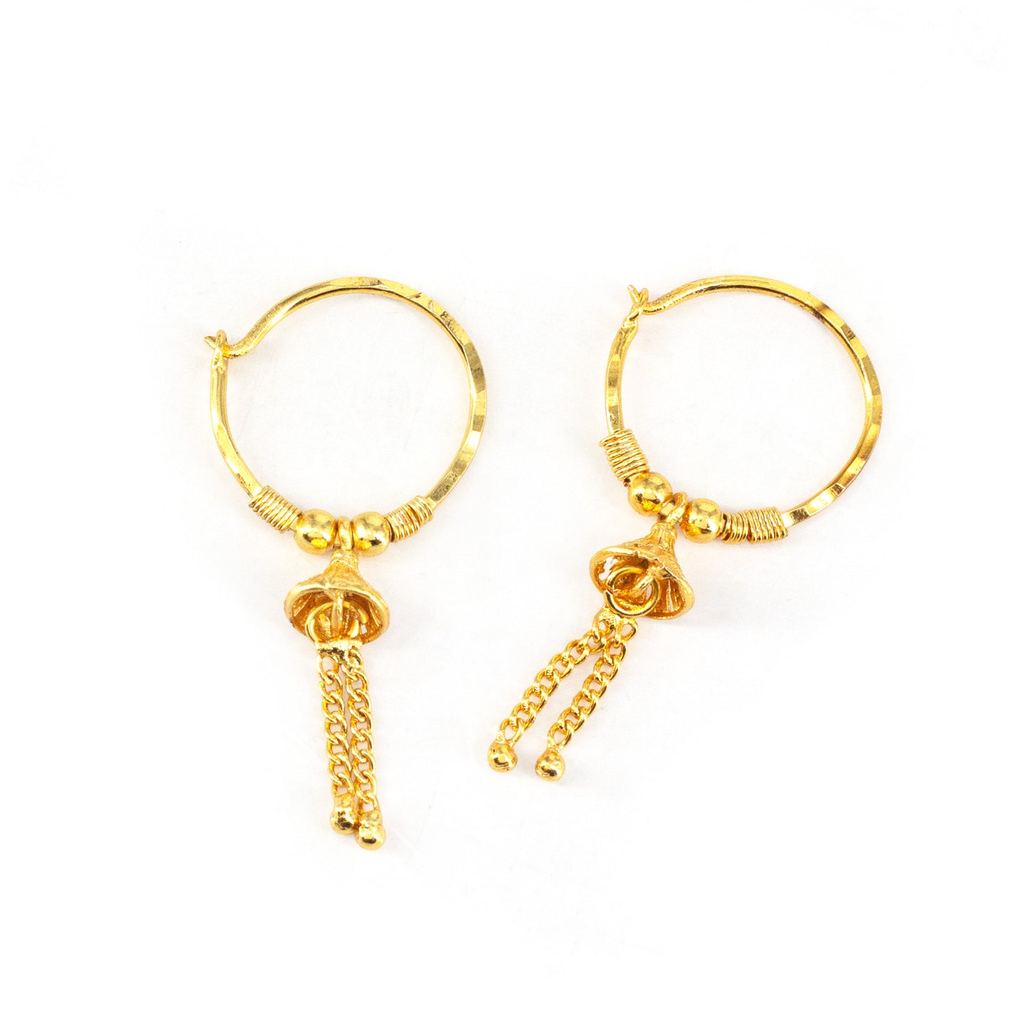 Gold Plated Classic Small Drop Hoop Earrings for Women