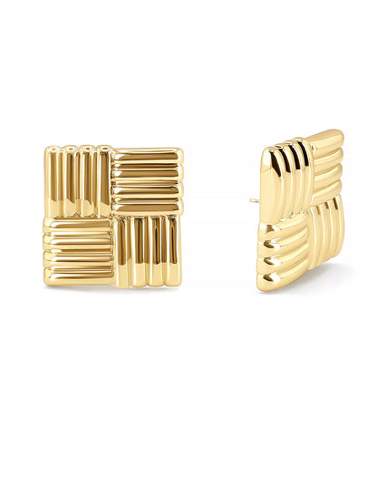 Stainless Steel Anti Tarnish Square Stud Earrings