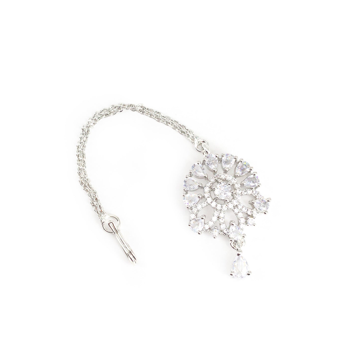 Silver Plated AD Maang Tikka for Women