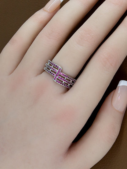 Silver-Plated American-Diamond Studded Adjustable Finger Ring